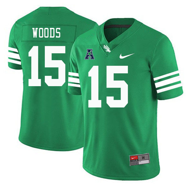 #15 Carson Woods North Texas Mean Green College Football Jerseys Stitched-Green